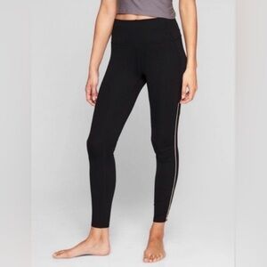 Athleta High Rise Chaturanga Copper Zipper Tight in Black Size Small